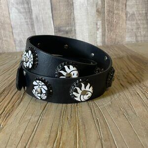Leather Bottle Cap Floral Belt